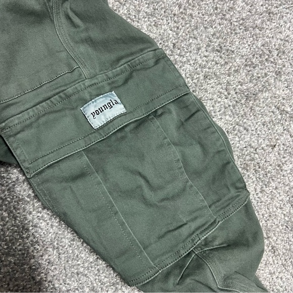 YoungLA Pants Mens 32L Green Convoy Cargo Pockets Straight Heavy Canvas 30x30 - Picture 5 of 9